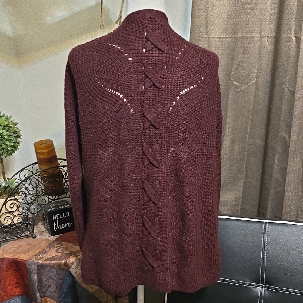 Fashion Nova Burgundy Cardigan - Picture 3 of 4